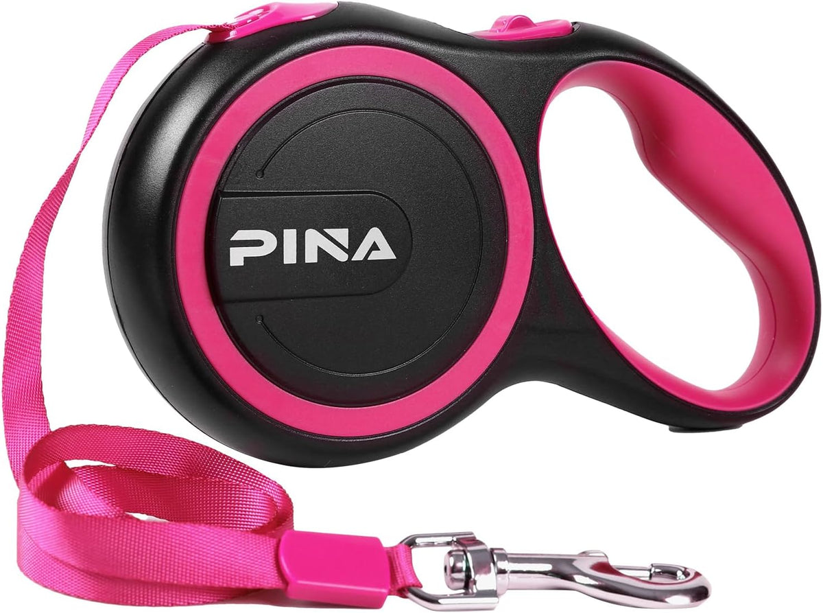 Retractable Dog Leash, 26ft Dog Leash for Small Medium Large Dogs Up to 110lbs, 360° Tangle-Free - 16 ft / Black Pink