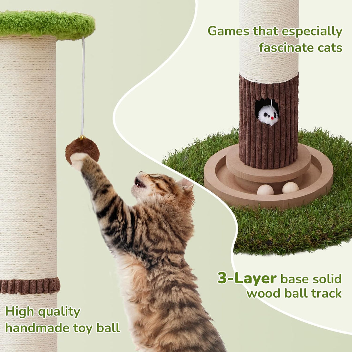34" Tall Cat Scratching Posts - Green - image 4