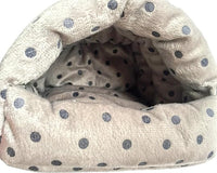 WOWOWMEOW Guinea Pig Cave Bed Small Animals Warm Cage Hanging Bed for Rat, Chinchilla, Hedgehog, Rabbit (M, Dot-Grey)