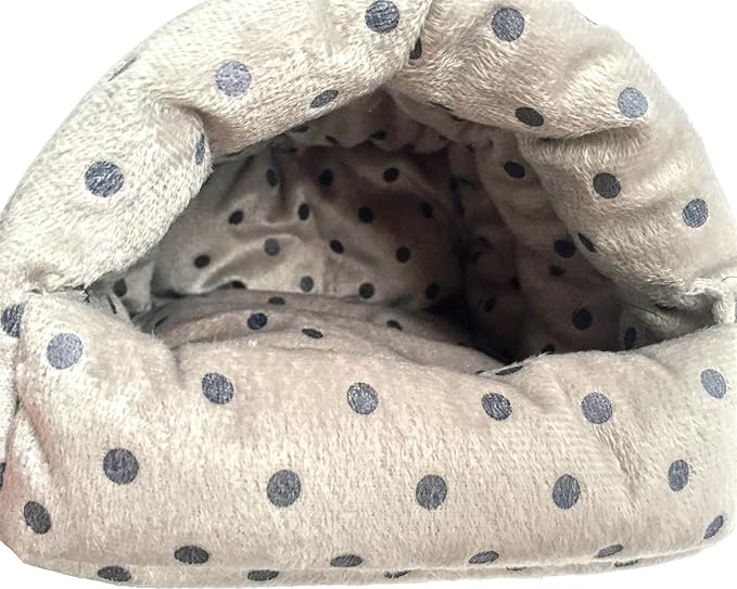 WOWOWMEOW Guinea Pig Cave Bed Small Animals Warm Cage Hanging Bed for Rat, Chinchilla, Hedgehog, Rabbit (M, Dot-Grey)