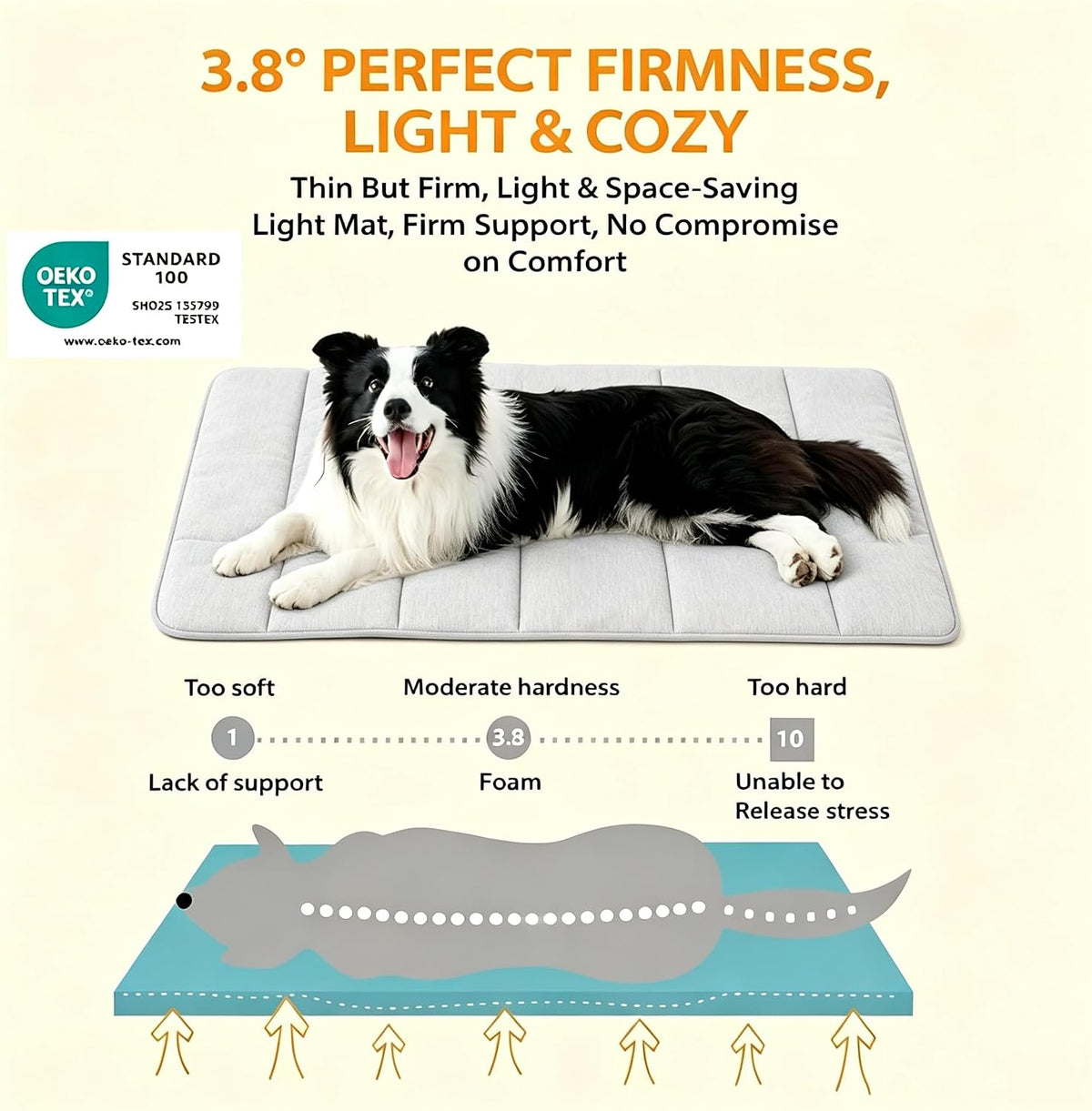 Dog Cooling Mat for Large Dogs, 35"x23" Memory Foam Pet Pad – Essentials for Dogs - Dark Beige / 41"L x 27"W x 0.8"H - image 4
