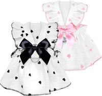 Dog Dresses for Small Dogs Girl Female Dog Cat Clothes Dress Cute - Light Pink & Black / Medium (suggest 6.5-8.5 lbs)