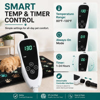 Large Dog Heating Pad 36x24 in with Normally Open Function – Essentials for Dogs - Black / round 16 in - image 3