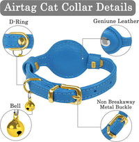 OOPSDOGGY Leather AirTag Cat Collar with Bell - Blue - image 3