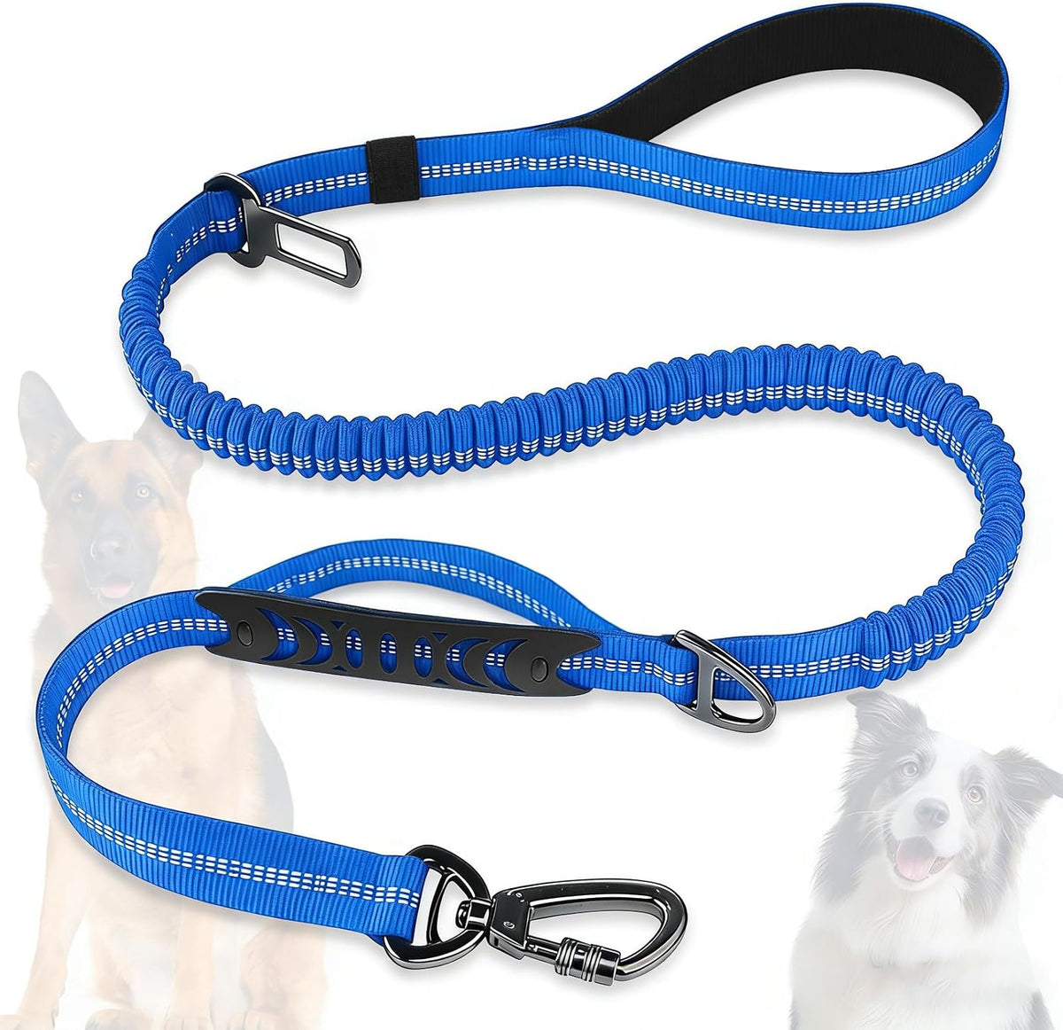 Dog Leash Heavy Duty, Bungee Leash Reflective Car Seat Belt for Dogs Brown – Essentials for Dogs - Blue