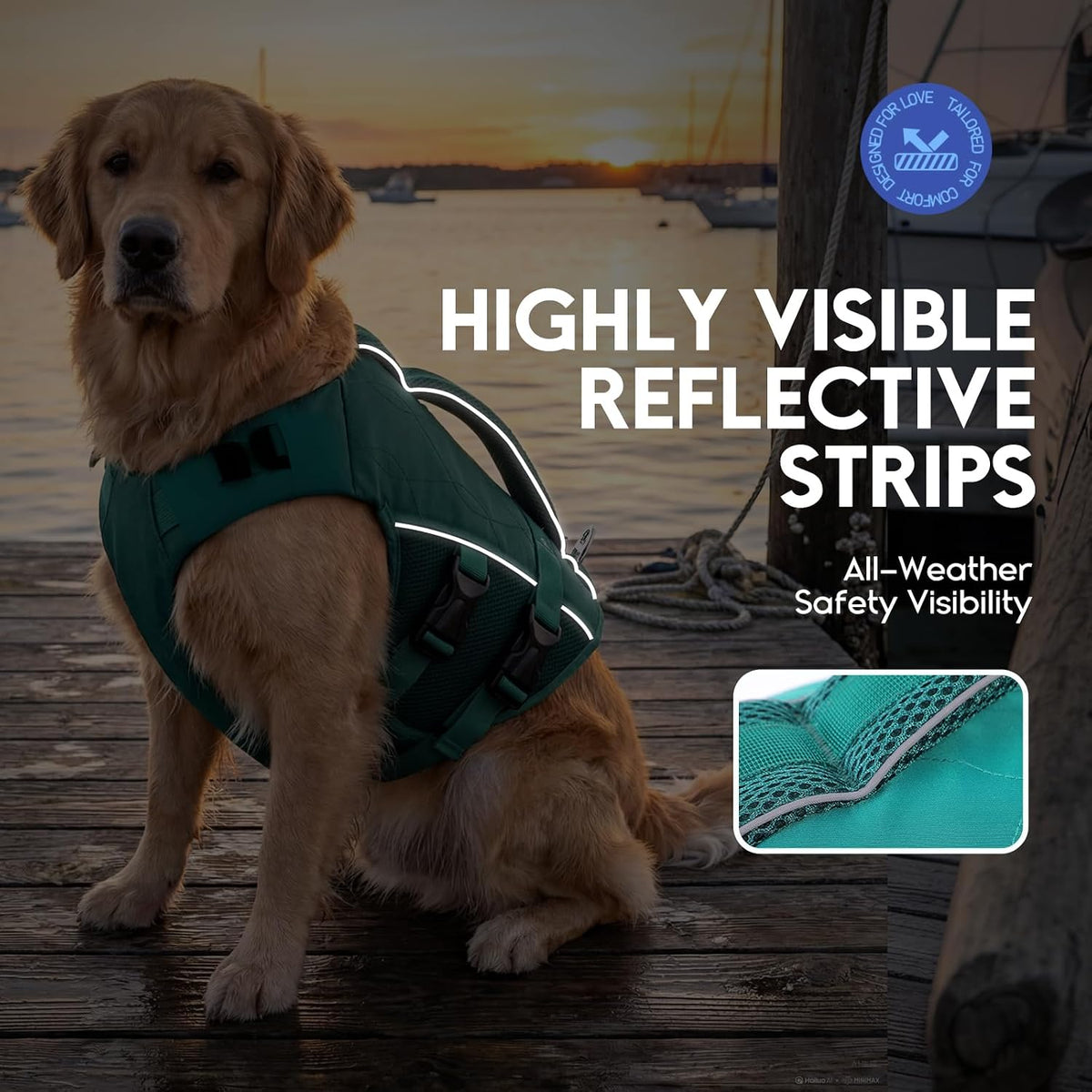 ASENKU Dog Life Jacket, High Floatation Dog Swimming Vest with Rescue Handles for Small Medium - X-large / LakeGreen - image 3