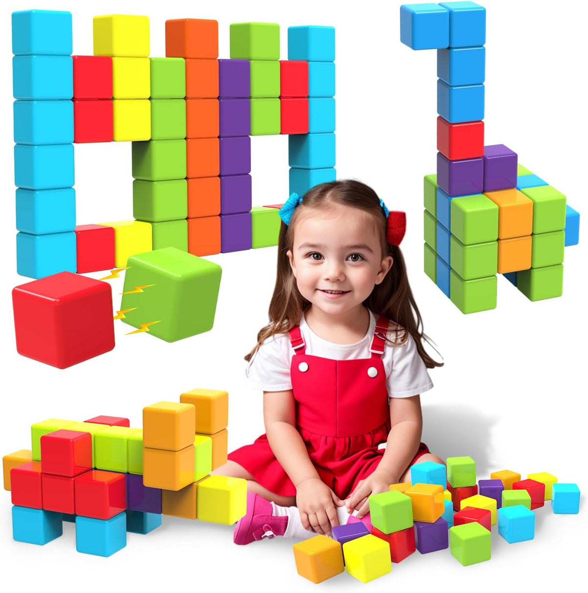 Magnetic Building Blocks Large - Multicolor - 24 Pieces