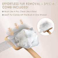 Large Slicker Brush for Dogs - 3PC Pet Grooming Kit - Undercoat Rake & Stainless Comb | Long Pins Remove Mats on Poodles, Golden, Labradoodles | Thick Coat Deshedder for Dogs, Cats, Oak