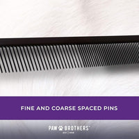 Ryan's Pet Supplies Paw Brothers Greyhound Style Comb for Dogs, Professional Grade Grooming Tool, Remove Knots and Tangles, True Teflon, Fine/Coarse, Ergonomic Handle, 7.5in