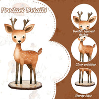 FYSUIMU woodland animal table centerpieces, 12 painted wooden signs standing in matching bases - view 13