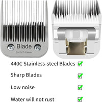 2PCS 3/4" HT Dog Grooming Replacement Blades Compatible with Andis Dog Clippers,Dog Clipper Blades Compatible with Wahl KM-10 Series Clippers, Oster A5,Size-3/4-Inch 19mm Cut Length,Silver