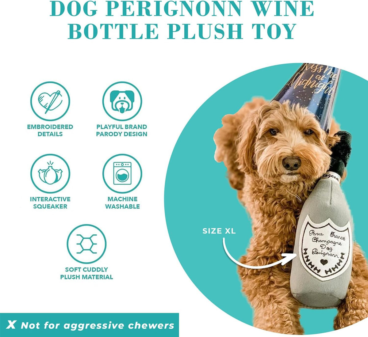 Haute Diggity Dog Woofford Reserve Bottle Plush Dog Toy - Dog Perignonn (Gray) / Small - image 3