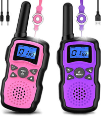 Wishouse Walkie Talkies for Kids Rechargeable with USB Charger - Pink Purple