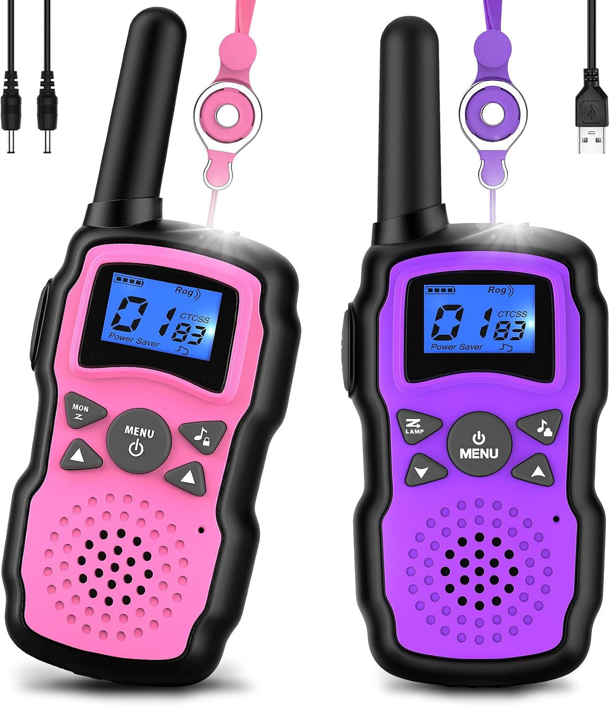 Wishouse Walkie Talkies for Kids Rechargeable with USB Charger - Pink Purple