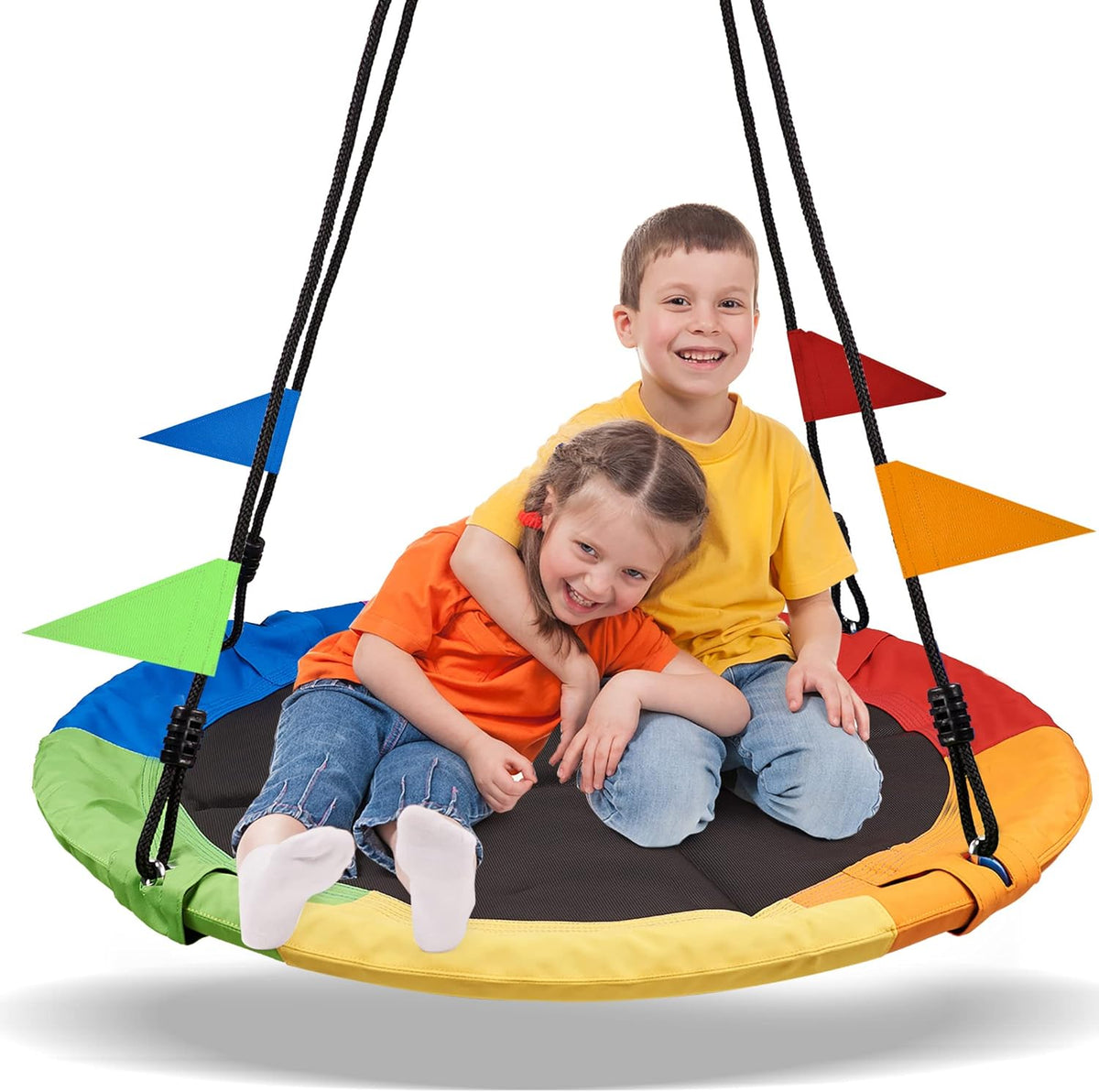 PACEARTH 40 Inch Saucer Tree Swing Flying 600lb Weight Capacity 2 - Rainbowcolor / 40 IN
