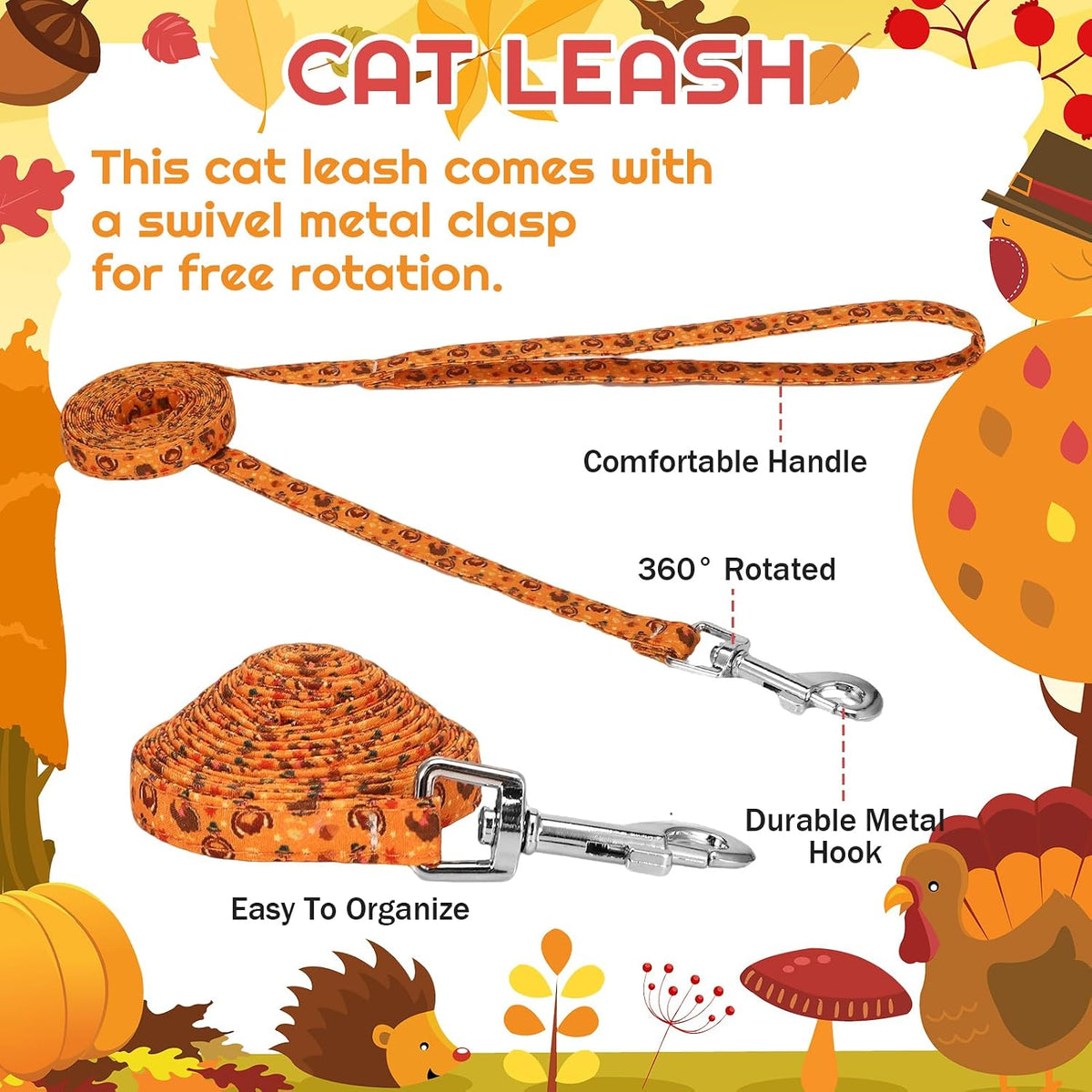 2 Pack Cat Harness and Leash with Collar Set - Orange - image 4