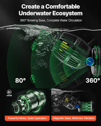 VEVOR Aquarium Wave Maker, 20W, 2113 GPH Quiet and Strong DC Powerhead, Adjustable Fish Tank Circulation Pump with Controller, Strong Magnetic Base, 360° Rotating Wavemaker, for Freshwater Saltwater