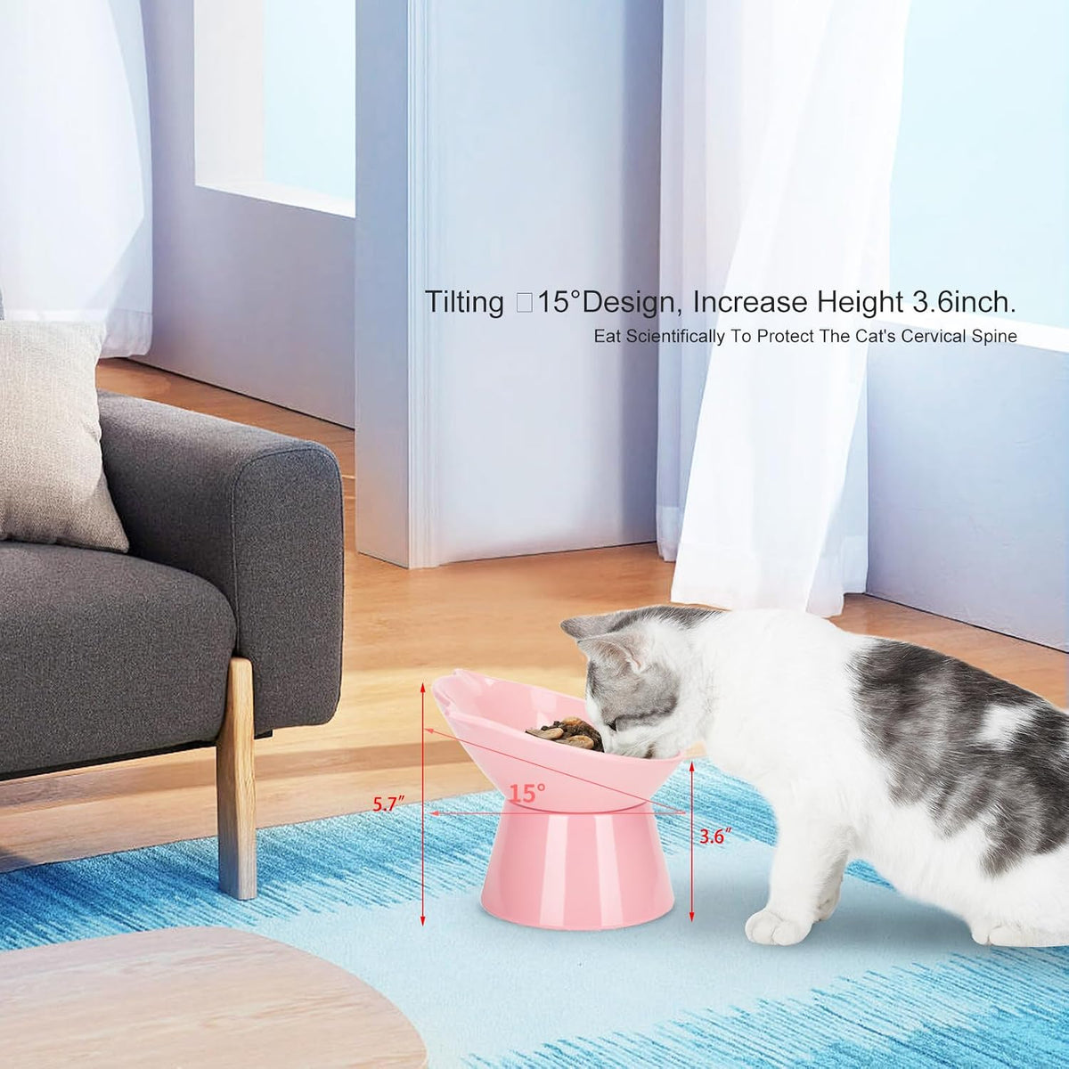 Detachable Elevated Cat Bowls - Pink - image 4