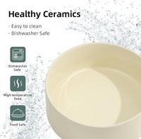 Ceramic Elevated Dog Bowls, Food and Water Bowls for Dogs, Puppy, Raised Dog Dish, Pet Feeder(6inch, 2 x Beige + Stand)