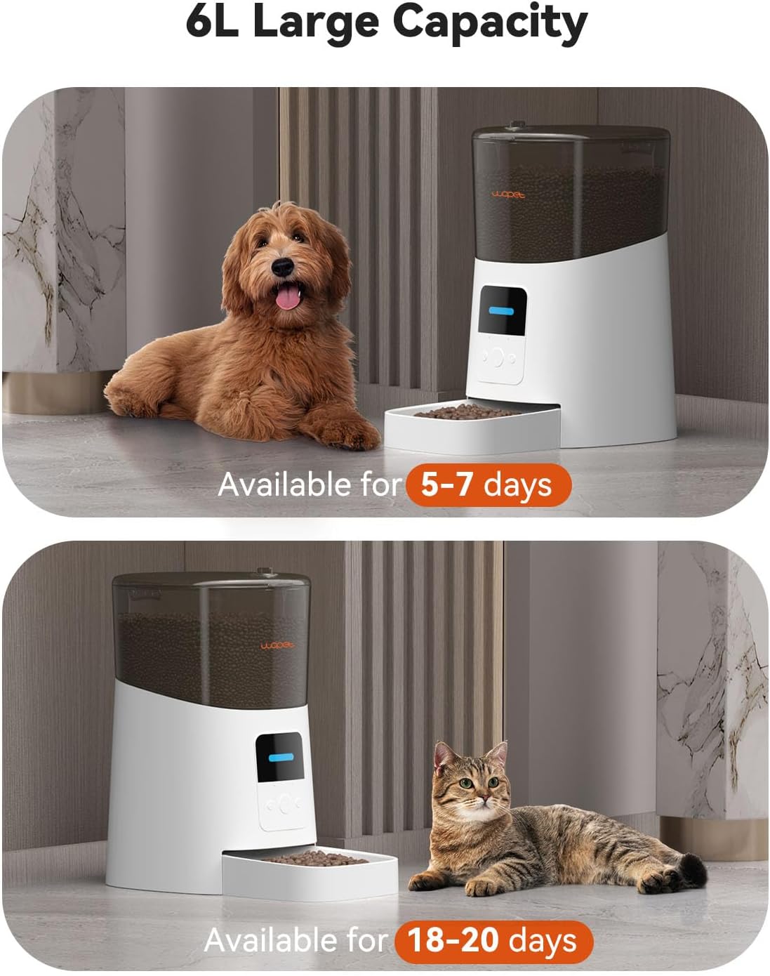 WOPET 6L Automatic Cat Feeder - White/White - image 4