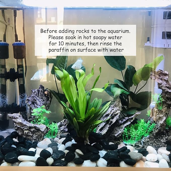 2lbs Black Pebbles for Indoor Plants, Polished Black River Rocks for Potted Plants Vase Aquarium Landscaping and Outdoor Garden Decorative Black Stones