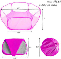 Small Animals Playpen, Portable Pop-up Open Interactive Pet Tent - Pink - image 3