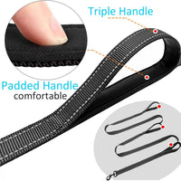 3 Handle Dog Leash 10FT Triple Handle Reflective Large Medium Dogs – Essentials for Dogs - Black - image 4