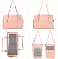 Fashion Dog Purse Pet Carrier Leather Bag for Small Dogs Cats Puppy - Pink - image 3