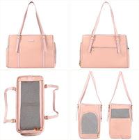 Fashion Dog Purse Pet Carrier Leather Bag for Small Dogs Cats Puppy, Portable Tote Bag Airline Approved Soft-Sided Carriers (Pink)