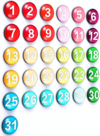 Tellegloww 1-31 magnetic calendar numbers in dark rainbow glass - view 2