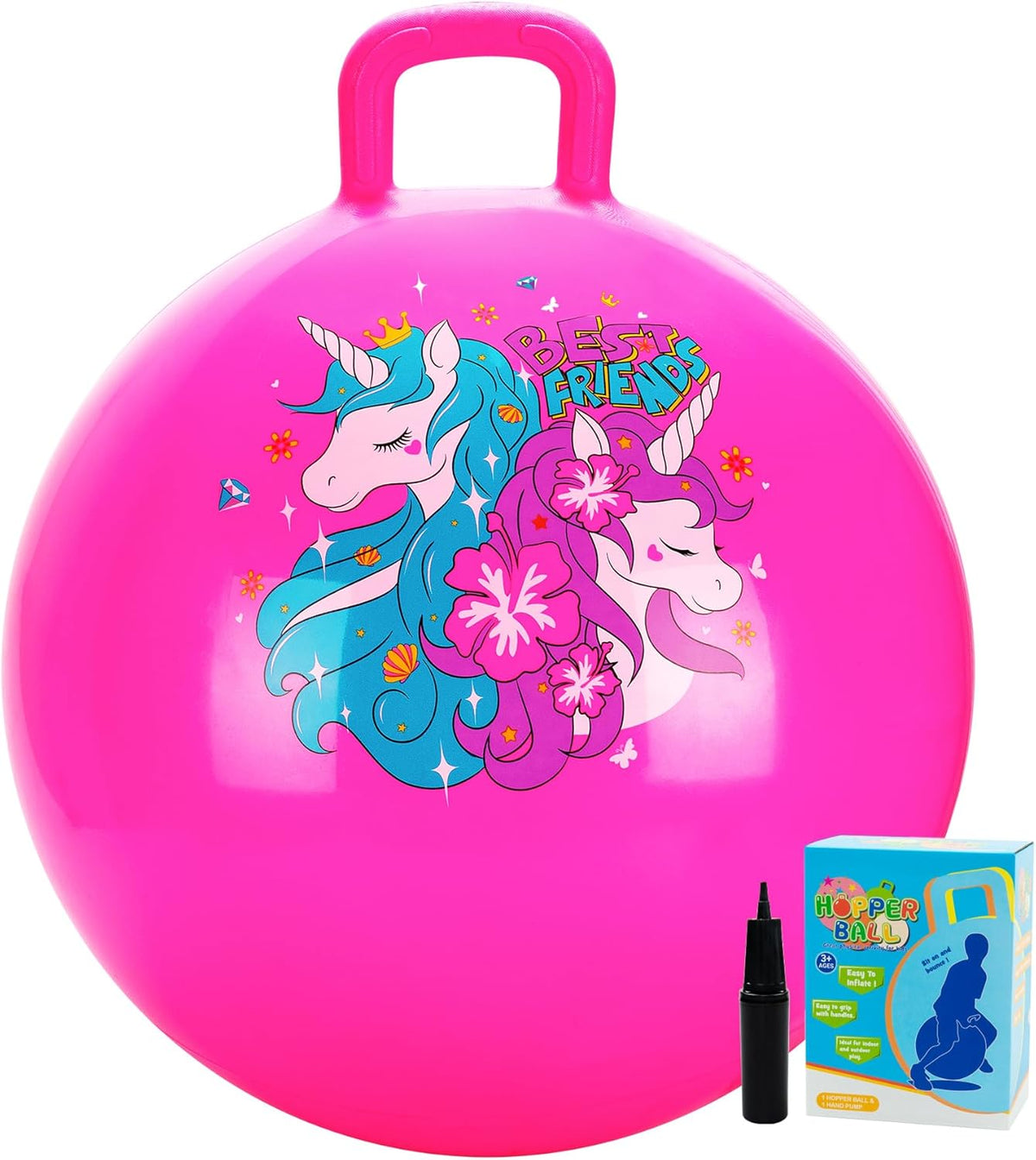 U&C Planet Hopper Ball, 18In Bouncy Ball with Handle for Kids Ages 3-6 – Fun for Kids & Family - 3-6 Years / Pink Unicon