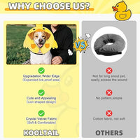 KOOLTAIL Inflatable Dog Cone Collar, Soft Dog Cone Alternative for Large Medium Small Dogs After Surgery, Cute Costume Adjustable Donut Neck Cone for Dogs Cats, Comfortable Recovery E Collar, Duck M