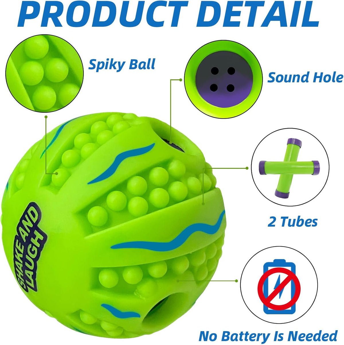 Dog Toys Ball, Interactive, M - Spiky, Wave / XS 2.75 in (7 cm) - image 2