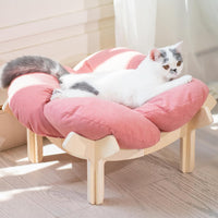 Elevated Cat Bed for Indoor Cats Couch Sofa Flower – Essentials for Cats - Pink