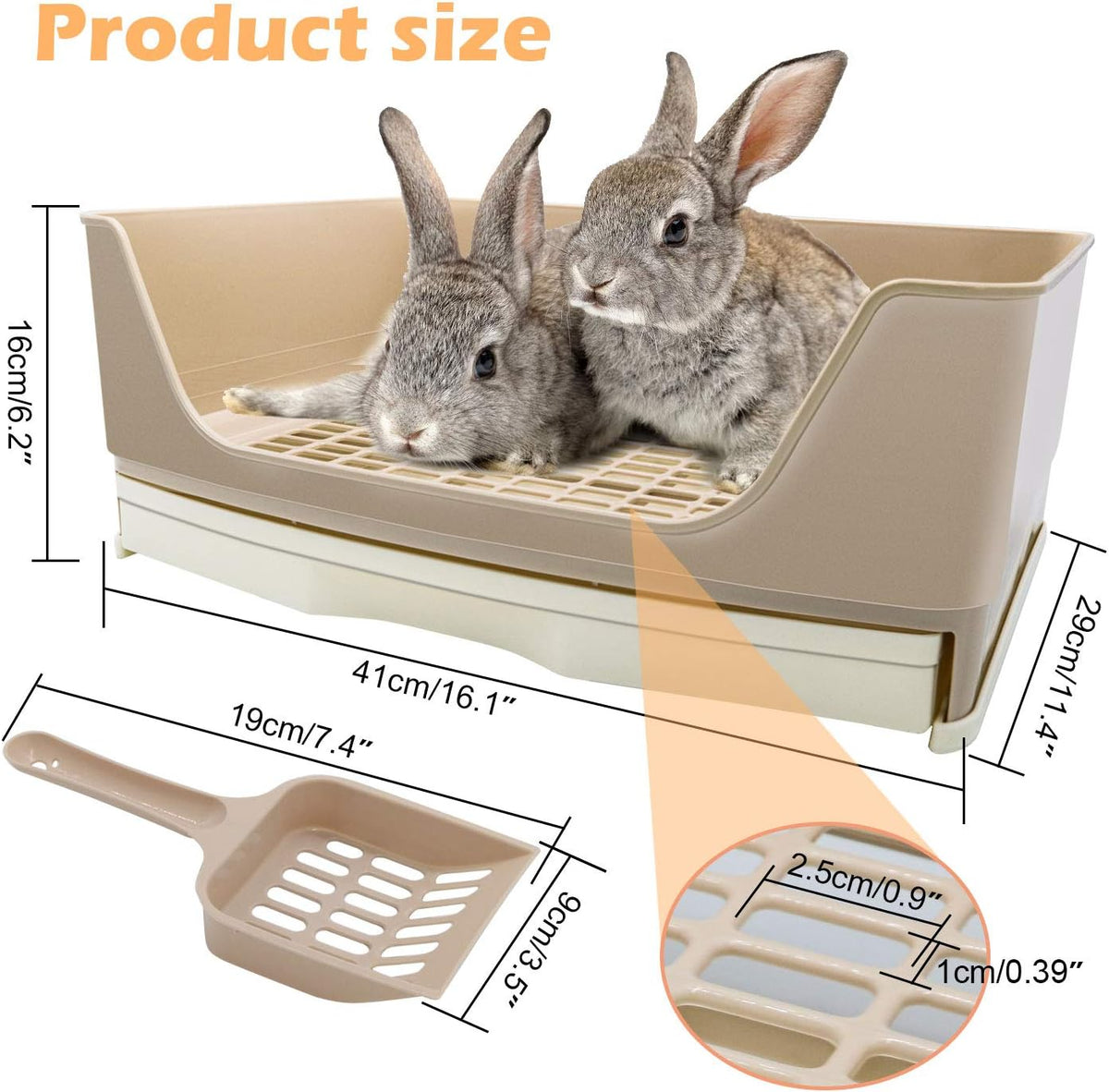 Large Rabbit Litter Box, Bunny Litter Box with Drawer - White - image 2