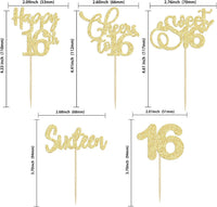30 Pack Happy 80th Birthday Cupcake Toppers Gold Glitter Eighty - 16th / Gold - image 2