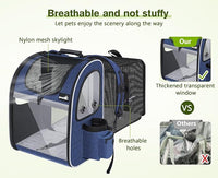 Pecute Pet Carrier Backpack, Cat Backpack Carrier, Expandable with Breathable Mesh for Small Dogs Cats Puppies, Dog Backpack Carrier for Hiking Travel Camping Outdoor, Hold Pets Up to 17 Lbs