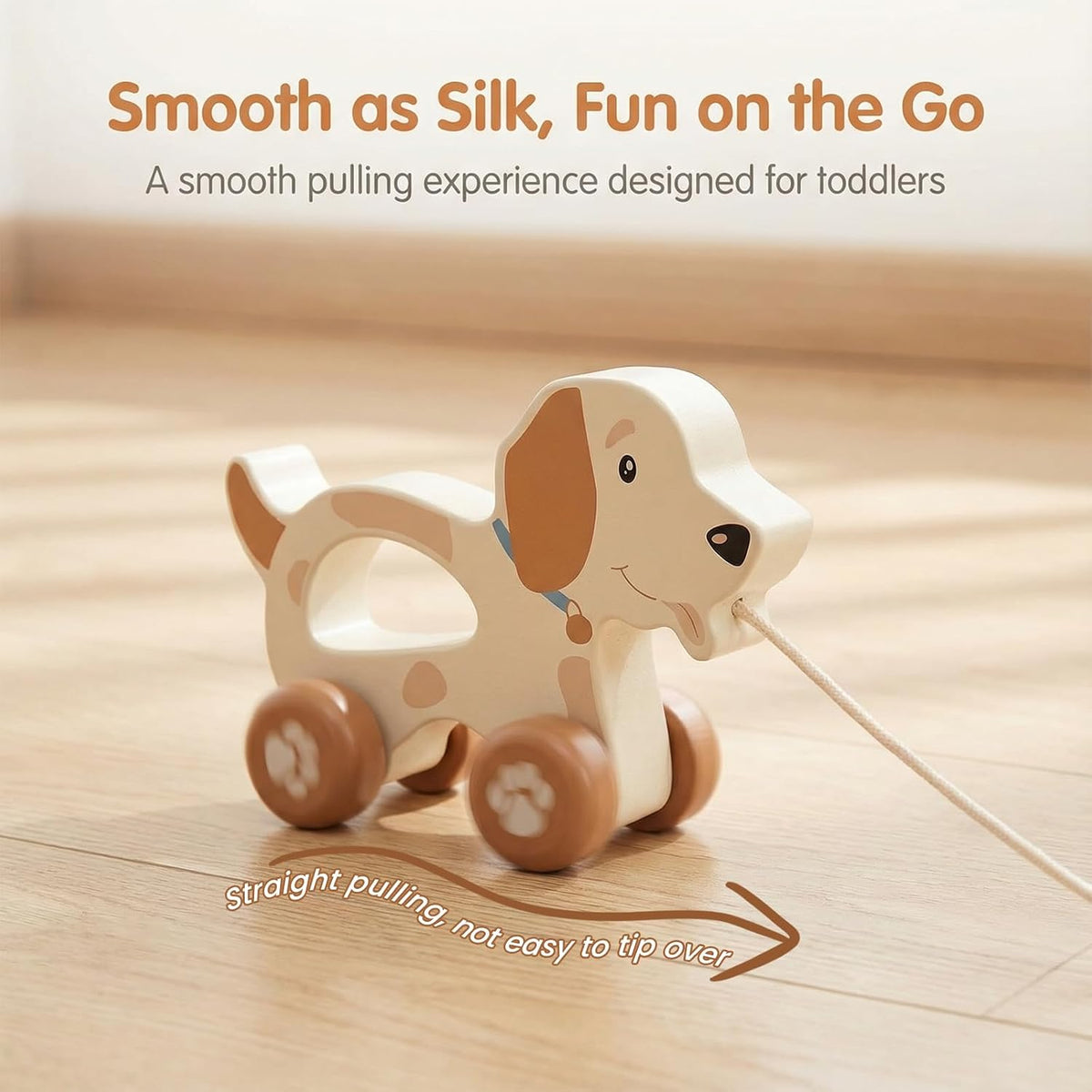 Baby Toys Car,Wooden Pull Along Toy for Toddlers 1 2 3 Year Olds – Fun for Kids & Family - Cute Dog - image 3