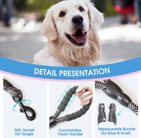 2/4/5/6 FT Dog Leash with Comfortable Padded Handle and Highly - 1/2'' x 5 FT / Black Silver - image 3