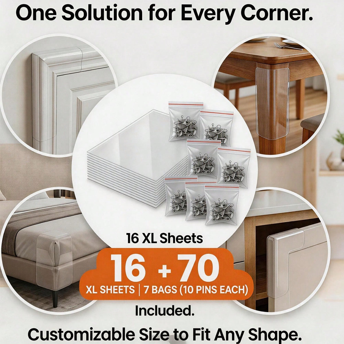 Cat Scratch Furniture Protector Set 16 Clear Sheets, Incldes 8 Sheets Of 279 358mm And 8 Sheets Of 140 358mm, 70 Twist P
