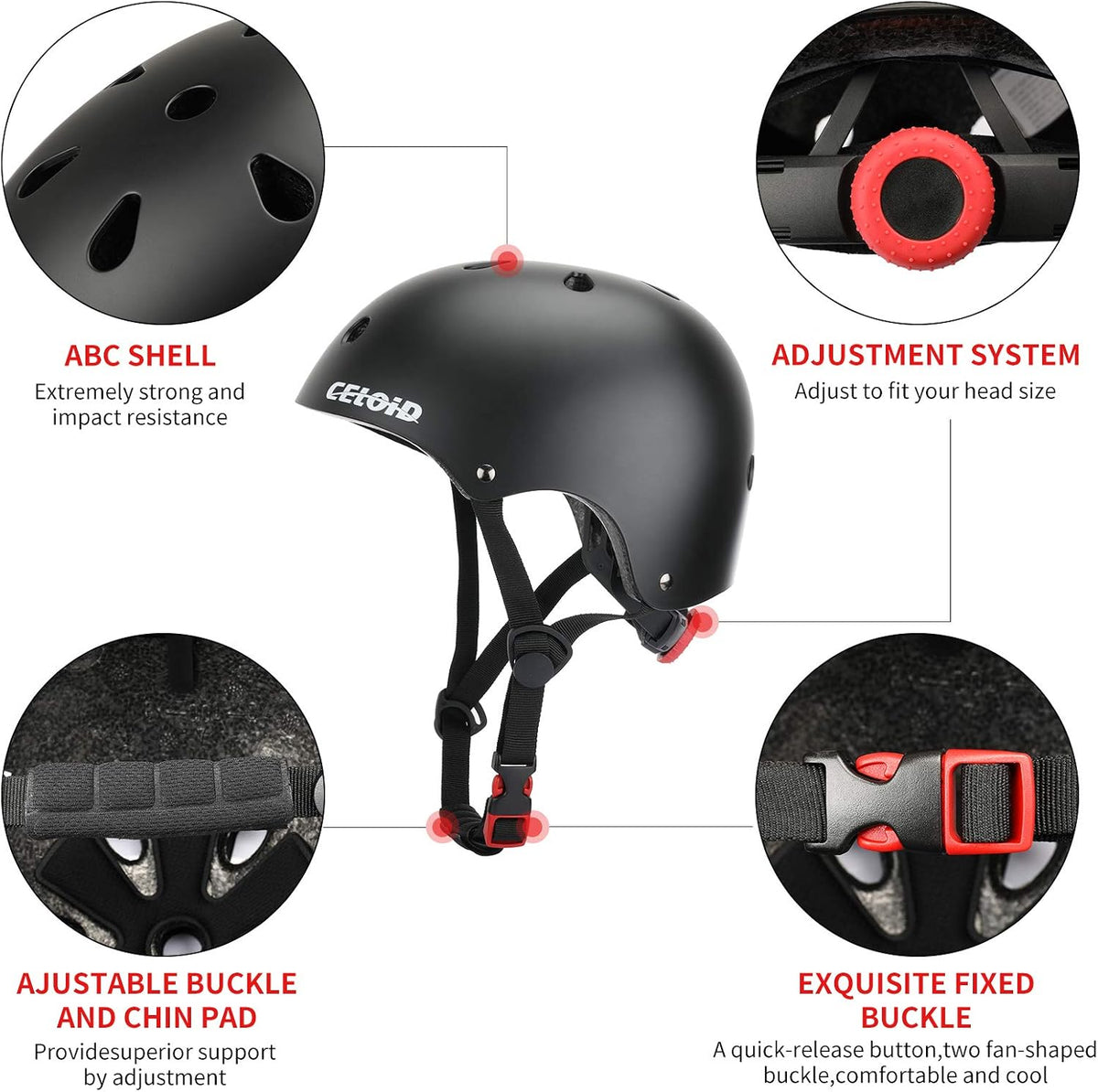 Kids Bike Skateboard Helmet Pad Set - S(18"-20.5"/ 2 -7years) / Black - image 3
