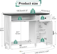 40 Gallon Aquarium Stand With Charging Station, Farmhouse Fish Tank Stand, Reptile Tank Stand Terrarium Stand with Drawer and Cabinet Storage, Sturdy Heavy Duty 41.9"×18.3" Tabletop - White