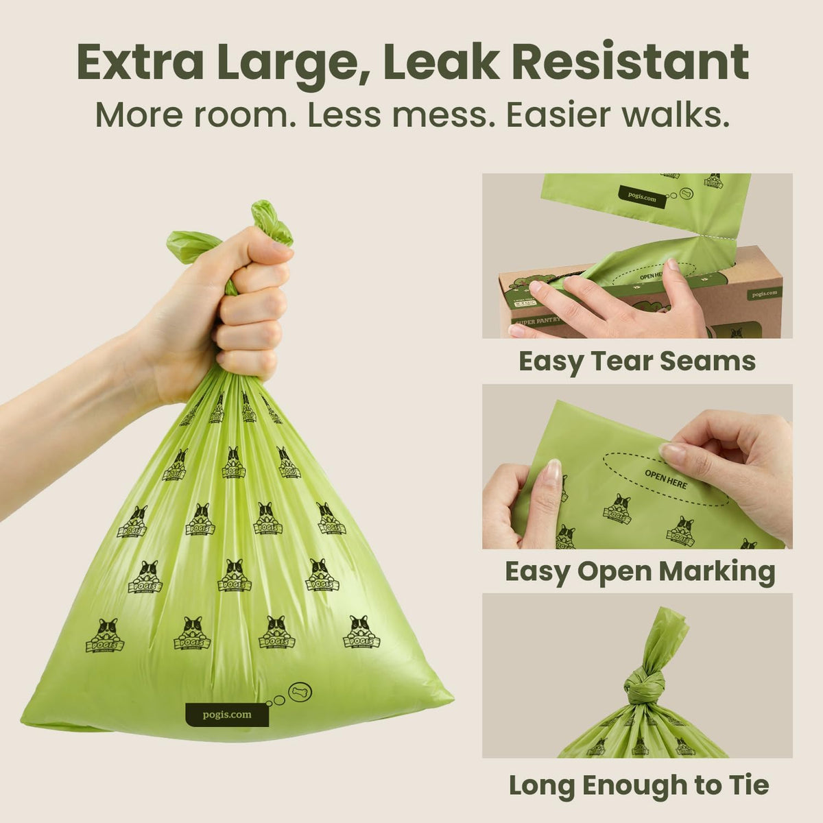 Pogi's Large Dog Poop Bags, Single Roll, Leak-Proof - 500 Count (Pack of 1) / Unscented - image 2