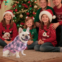 Plaid Dog Hoodie Pet Clothes Sweater with Hat and Pocket for Small - Pink / Small (Pack of 1) - image 4