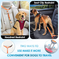 SlowTon Dog Seat Belt for Car - E.Orange / Medium/Large (Headrest + Clip) - image 2