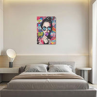 Fashion Women Wall Art Glam Modern Artwork for Girls Banksy Street Graffiti Pop Art Canvas Pictures Painting Print Framed Decorations Gifts for Bedroom Living Room Office 16"x24"