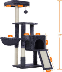 Heybly Cat Tree, 45.3" Cat Tower for Indoor Cats with Large Perch HCT202SG – Essentials for Cats - 42.5 inch / Smoky Gray - image 3