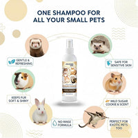 Waterless Shampoo for Small Critters - 8oz Cruelty Free Dry Shampoo - No Rinse for Pet Ferrets, Guinea Pigs, Hedgehogs, Sugar Gliders, Rabbits & Hamsters (8 oz, Sugar Cookie Lightly Scented)