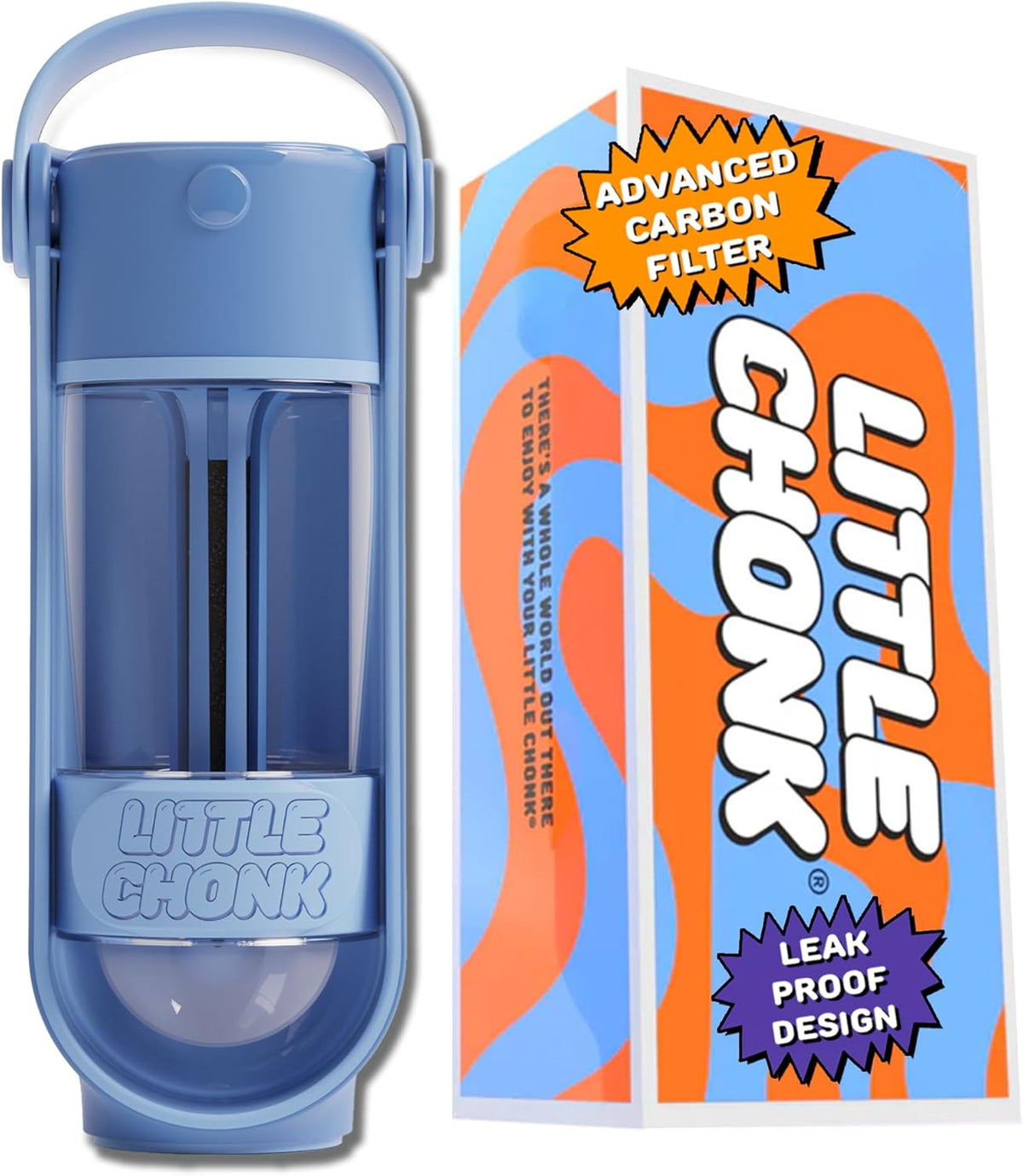 Lil Gulp Dog Water Bottle 15 Fl oz Filtered Portable Travel Bottle – Essentials for Dogs - Blue