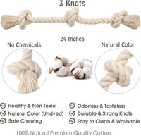 Barida Natural White Cotton Tough Dog Rope Toy for Medium & Large - Medium (23.60") - image 4